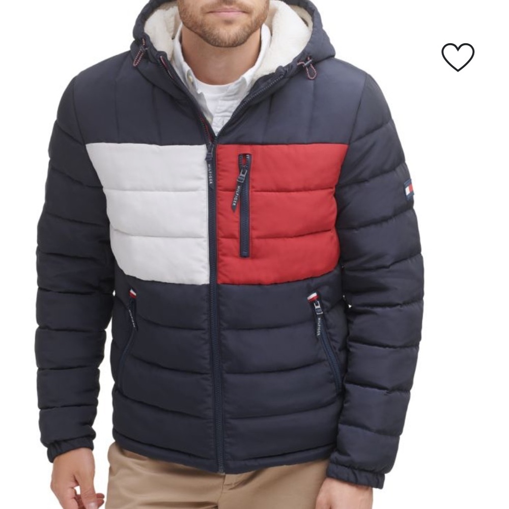 NWOT Tommy Hilfiger Men's Navy, Gray & Blue Puffer Jacket - Size M